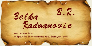 Belka Radmanović vizit kartica